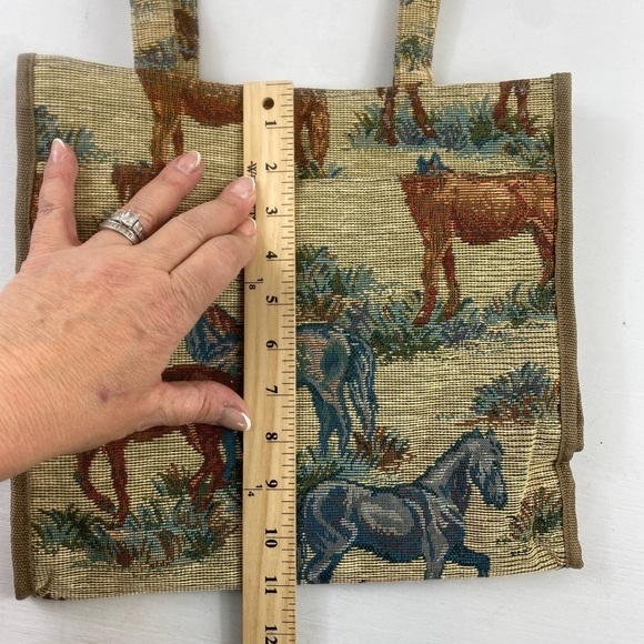 Vintage Jade Horse Equestrian Theme Shoulder Tote Bag - Picture 9 of 13